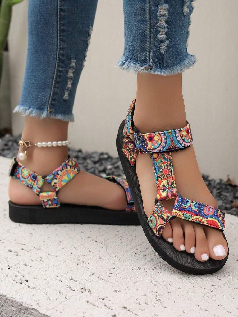 Damen Flache Sandalen Mit Verstellbaren Riemen