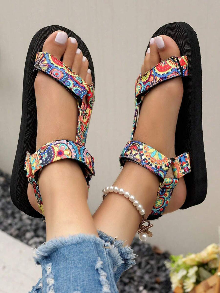 Damen Flache Sandalen Mit Verstellbaren Riemen