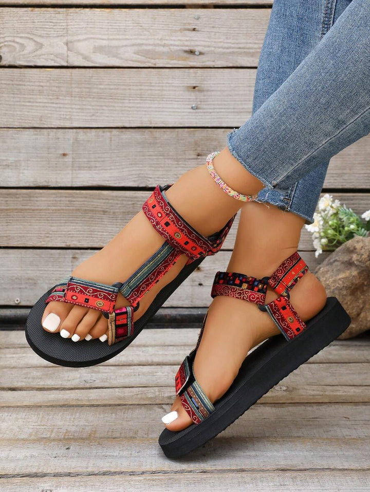 Damen Flache Sandalen Mit Verstellbaren Riemen