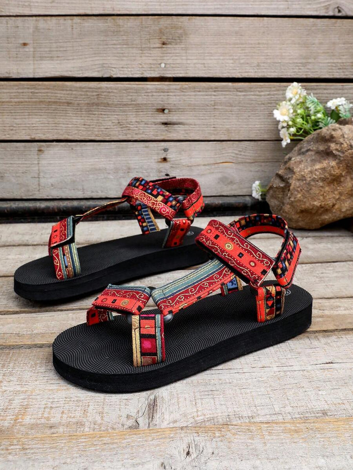 Damen Flache Sandalen Mit Verstellbaren Riemen