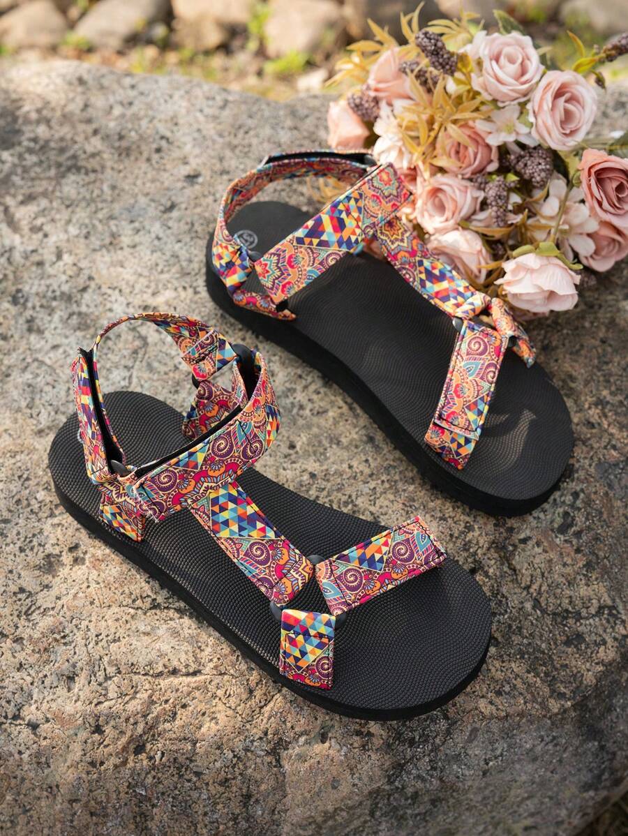 Damen Flache Sandalen Mit Verstellbaren Riemen