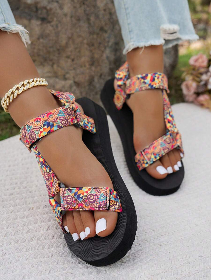 Damen Flache Sandalen Mit Verstellbaren Riemen