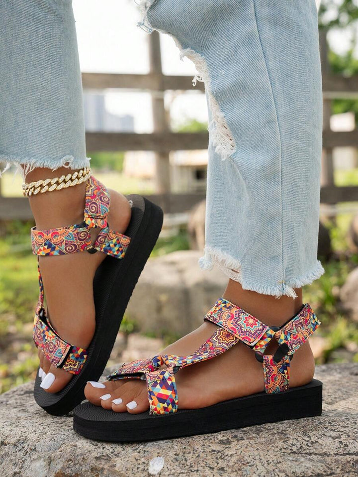 Damen Flache Sandalen Mit Verstellbaren Riemen