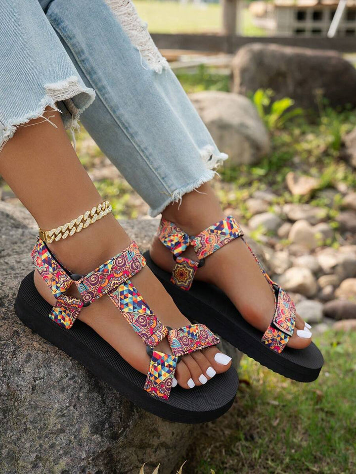 Damen Flache Sandalen Mit Verstellbaren Riemen