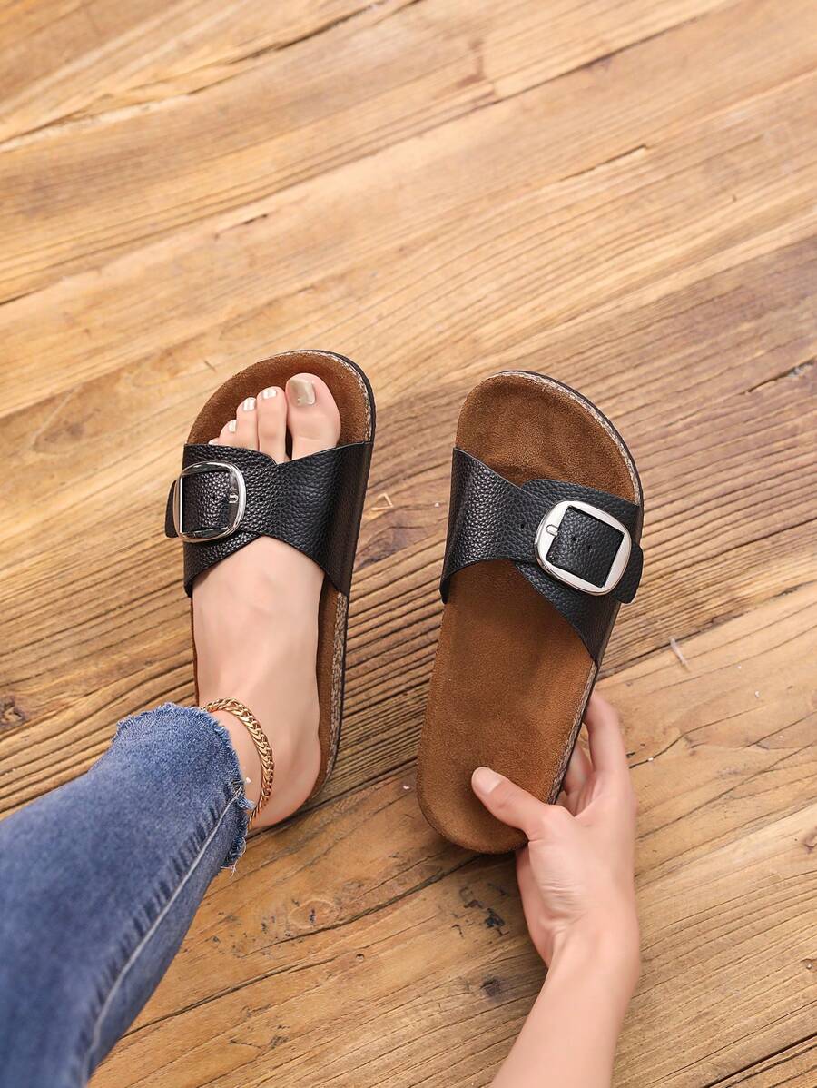 Damen Flache Outdoor Hausschuhe Mit Schnalle