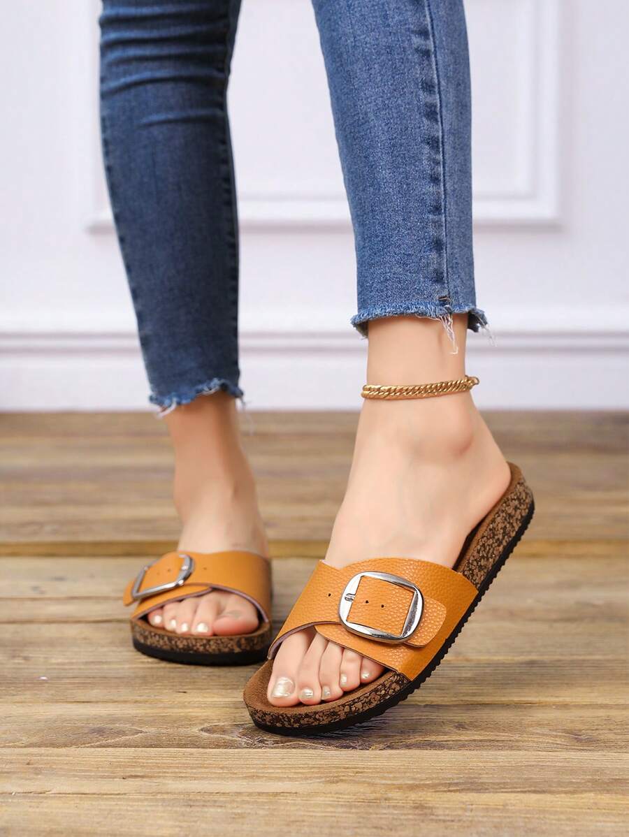 Damen Flache Outdoor Hausschuhe Mit Schnalle