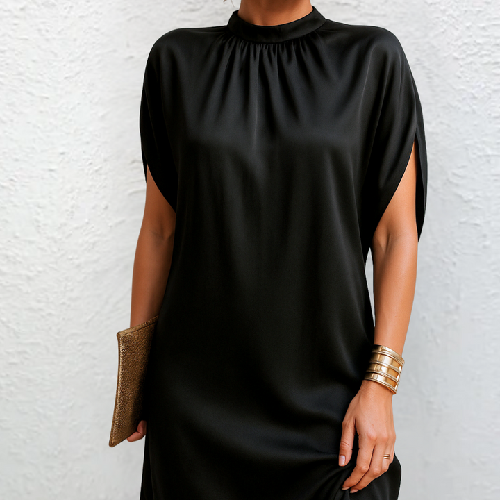 Damen Seidenkleid Mit Rundhalsausschnitt