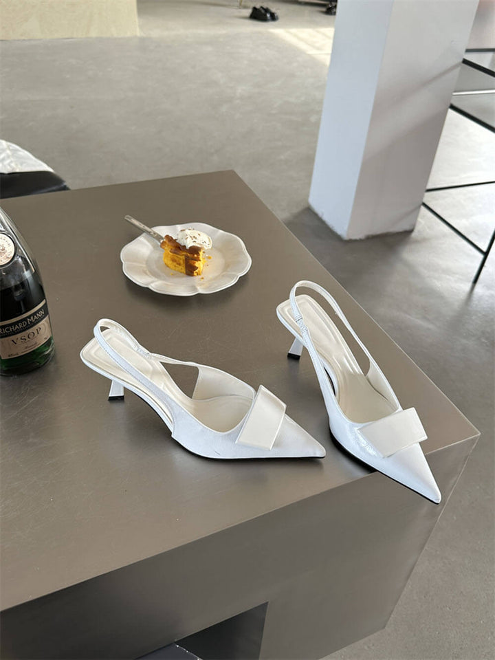 Damen Sandalen Mit Quadratischer Schnalle Spitze Stiletto Mittelhoch – Elegante Absätze