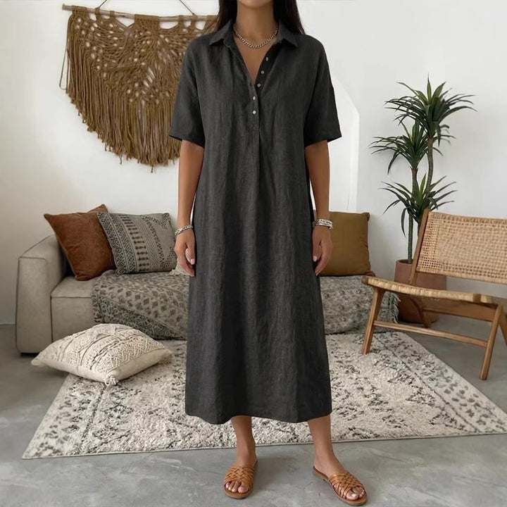 Baumwoll-Leinen Polokleid