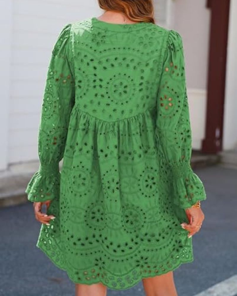 Damen Kleid Mit Spitze Und Schwung