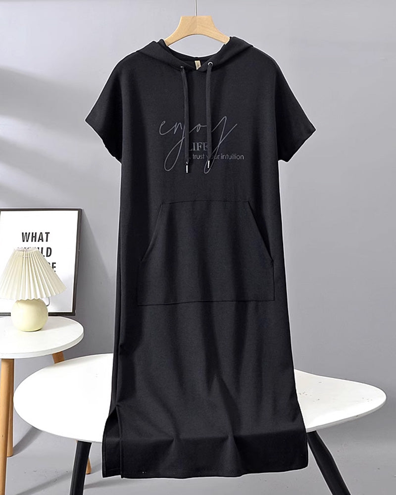 Damen Midikleid Mit Kapuze