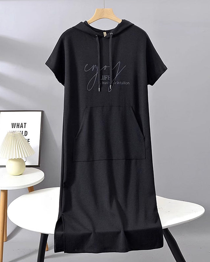 Damen Midikleid Mit Kapuze