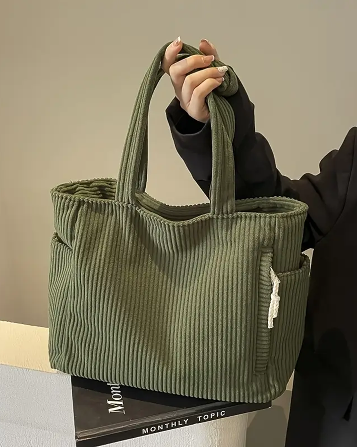 Damen Gerippte Tragetasche Mit Kordelzug