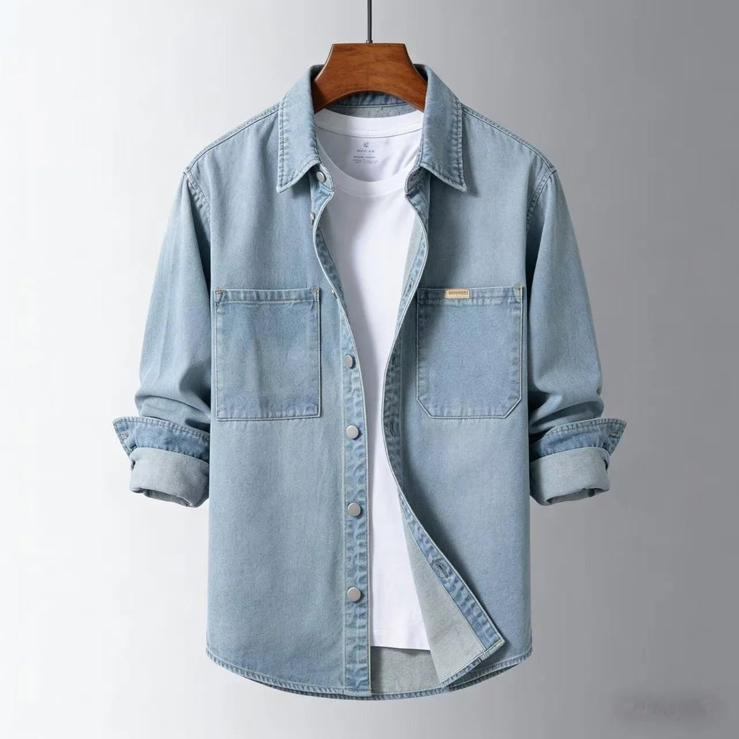 Herren Vintage-Stil Lockerer Denim Overshirt – Klassische Legere Lagenjacke