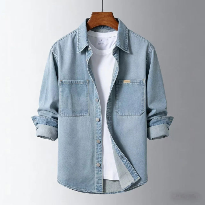 Herren Vintage-Stil Lockerer Denim Overshirt – Klassische Legere Lagenjacke