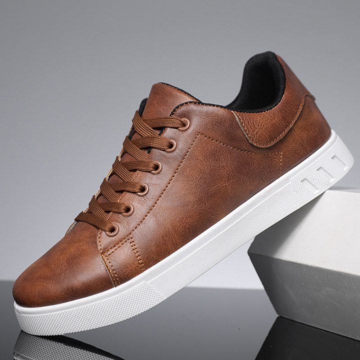 Herren Schnürbare Kunstleder Sneaker – Bequeme Freizeitschuhe