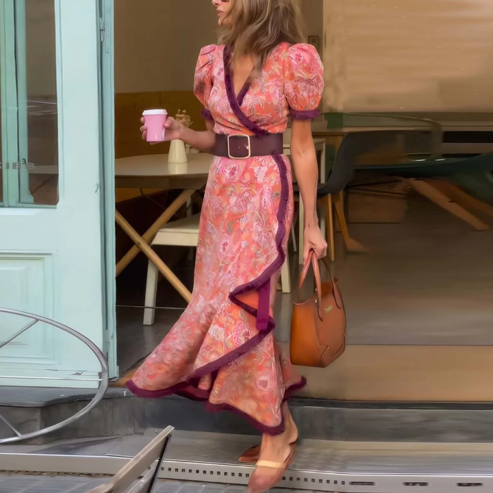 Damen Wickel Maxikleid In Rosa