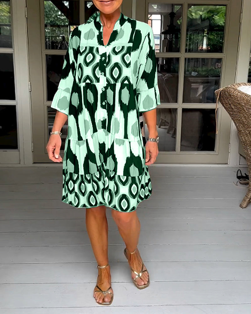 Damen Kleid Mit V Ausschnitt In Mehrfarben