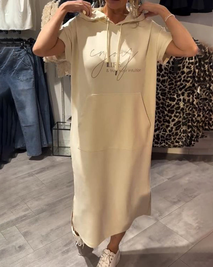 Damen Midikleid Mit Kapuze