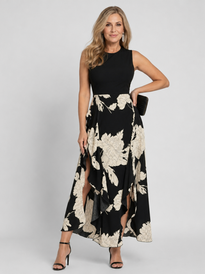 Klasen | Ärmelloses Midikleid mit Blumenprint und Vokuhila-Saum