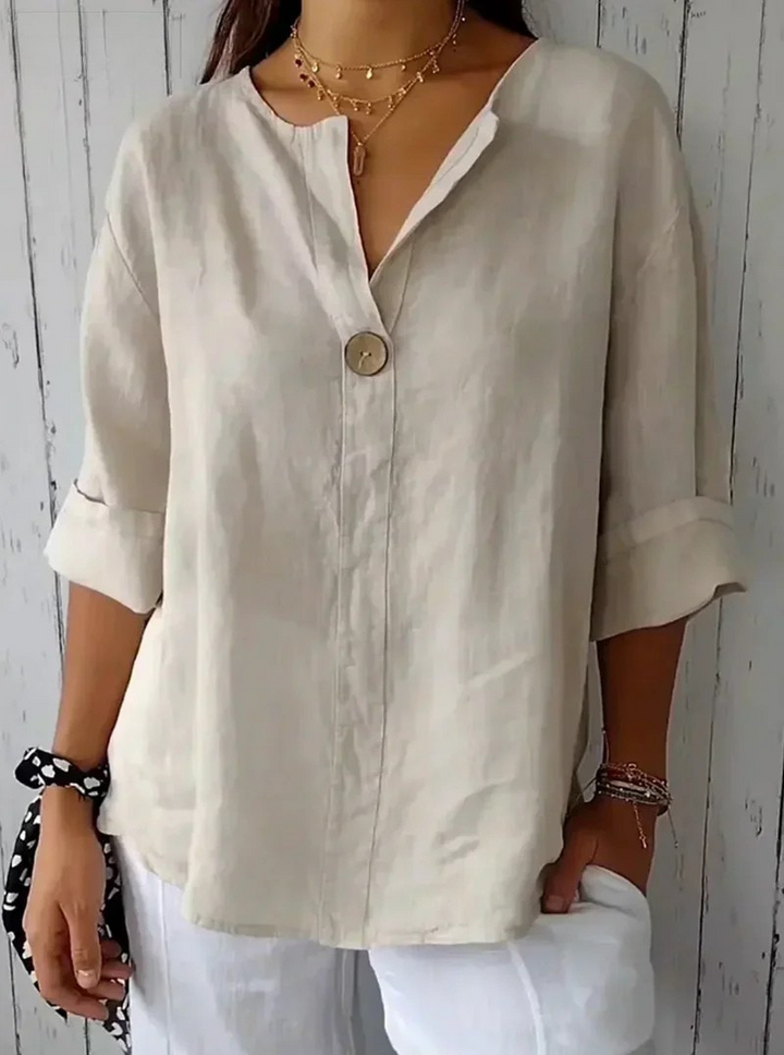 Damen V Ausschnitt Langarm Bluse