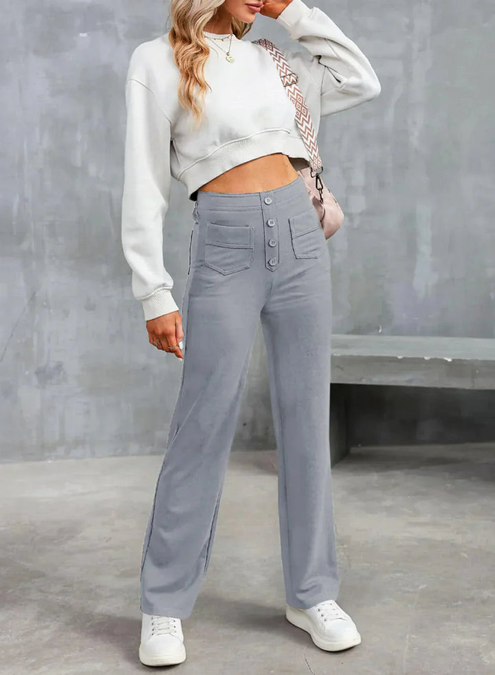 Damen Stretchhose Mit Hohem Bund