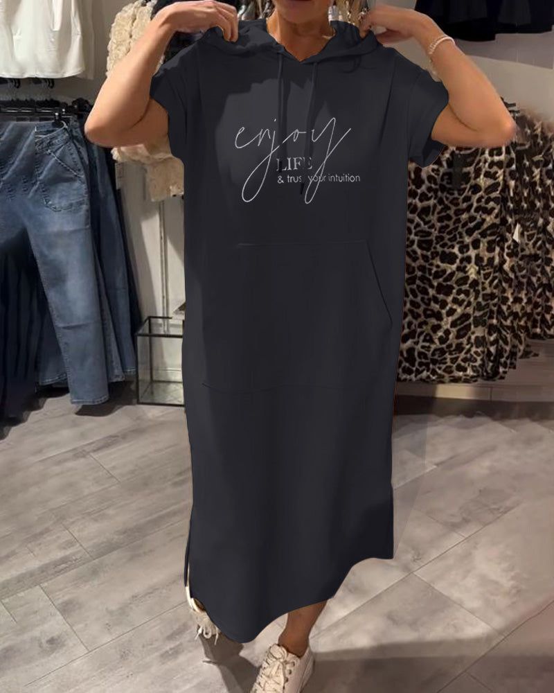 Damen Midikleid Mit Kapuze