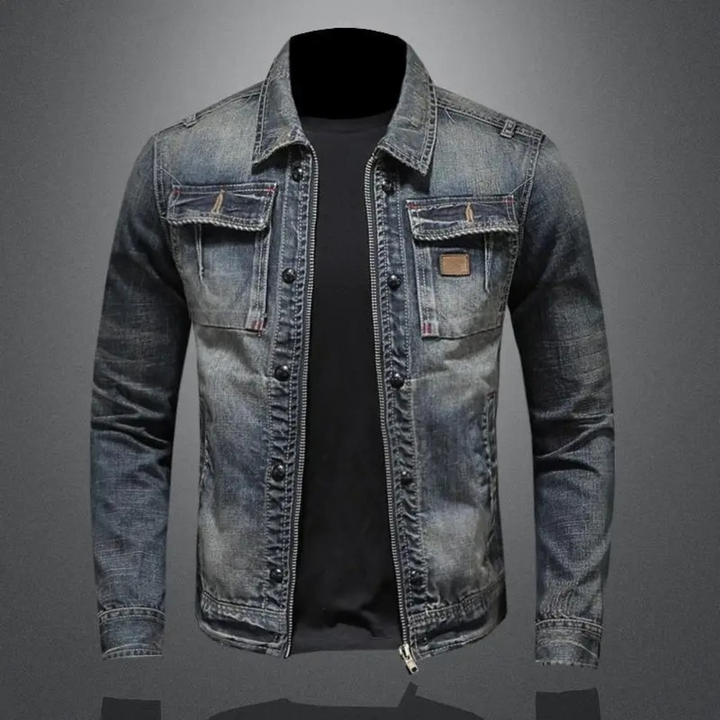 Herren Jeansjacke Mit Reißverschluss