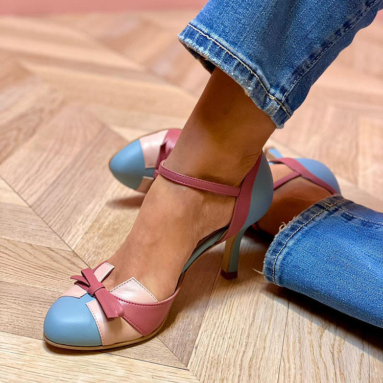 Damen Absatzschuh Aus Mehrfarbigem Leder