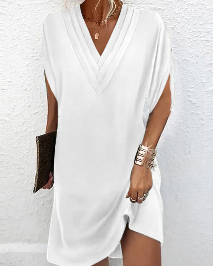 Damen Midikleid Mit V Ausschnitt
