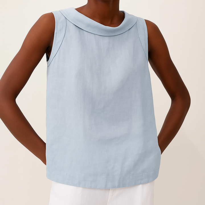 Damen Ärmelloses Leichtes Leinen Top