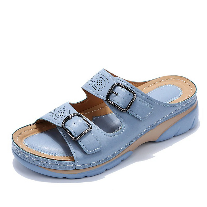 Damen Orthopädische Offene Leder Sandalen – Verstellbare Schnallen Komfort Schuhe