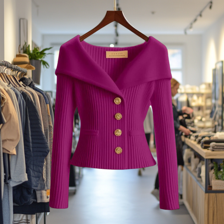 Damen Strickjacke Mit Breitem Kragen