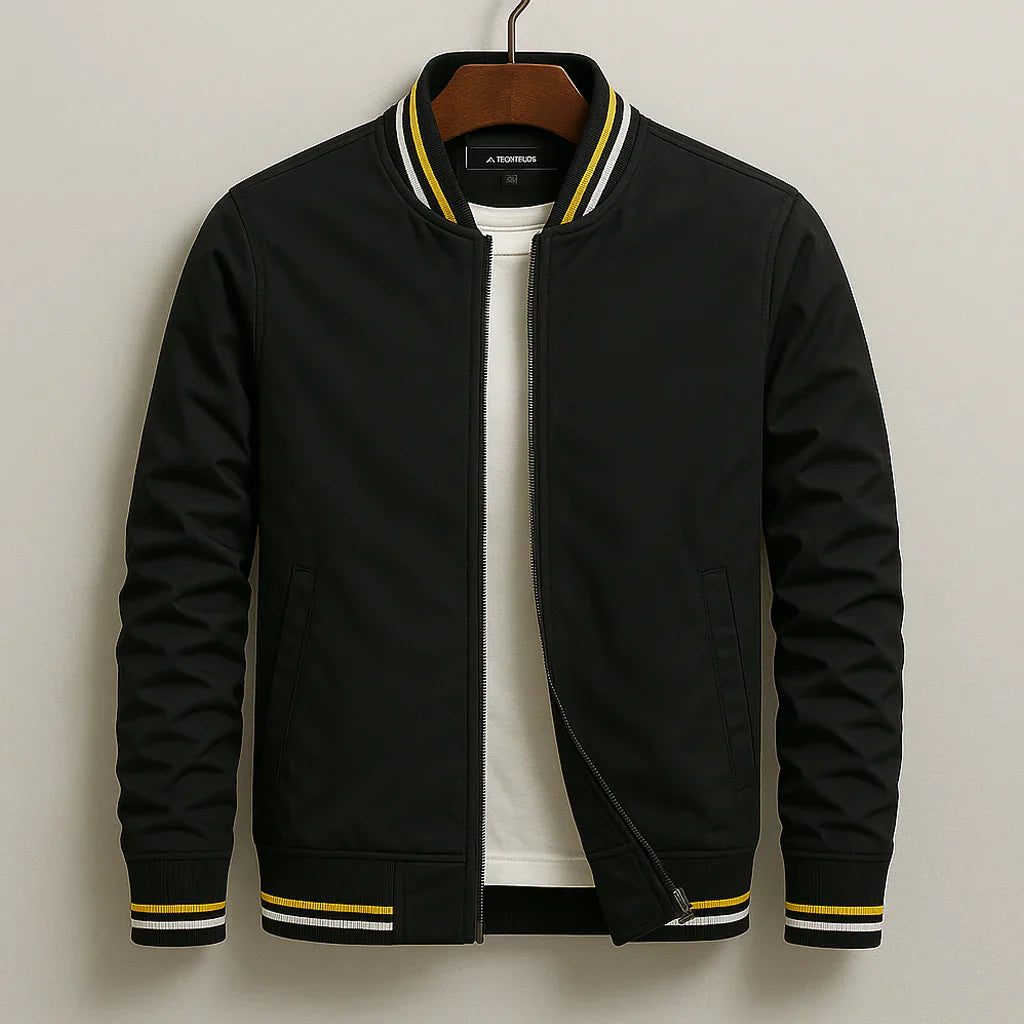 Herren Leichte Bomberjacke Mit Geripptem Kragen – Casual Reißverschlussjacke