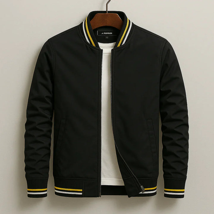 Herren Leichte Bomberjacke Mit Geripptem Kragen – Casual Reißverschlussjacke