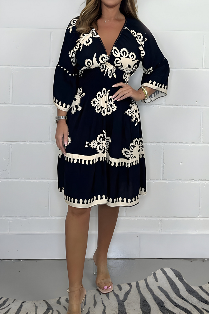 Damen Sommerkleid Im Boho Stil Mit Langarm