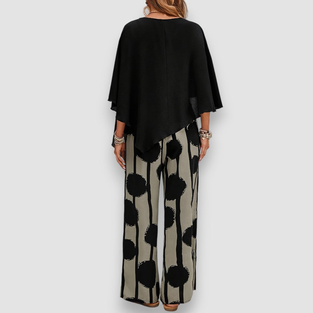 Claudia – Schicke Zweiteilige Set mit Asymmetrischem Top für Damen