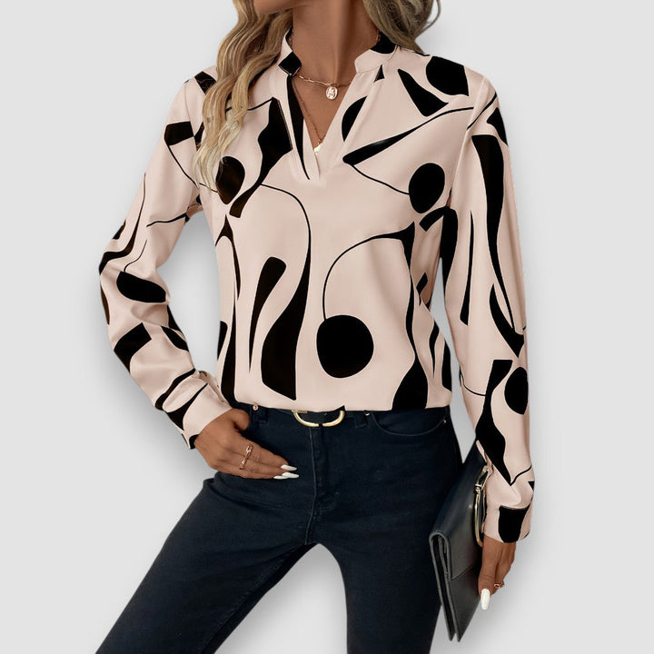 Damen V Ausschnitt Seidenbluse