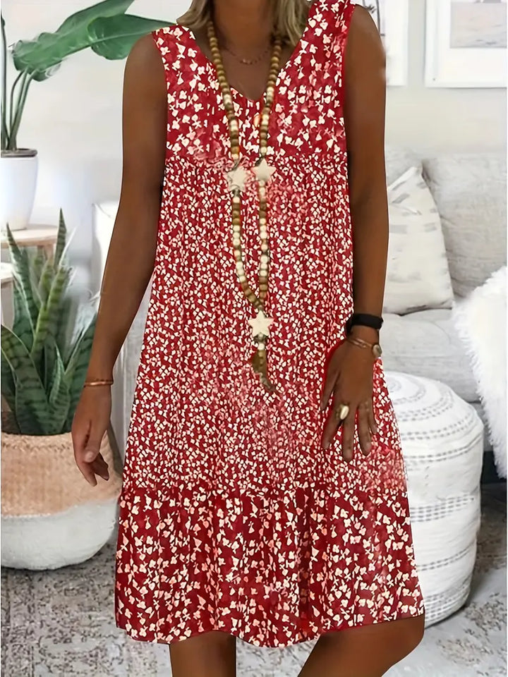 Damen V Ausschnitt Blumen Kleid