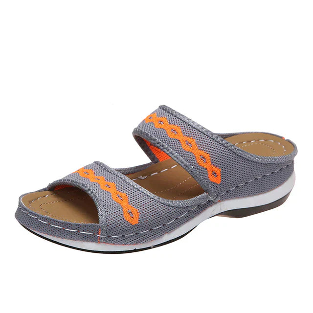 Damen Boho Offene Sandalen – Flache Sommer Slip-On Pantoletten