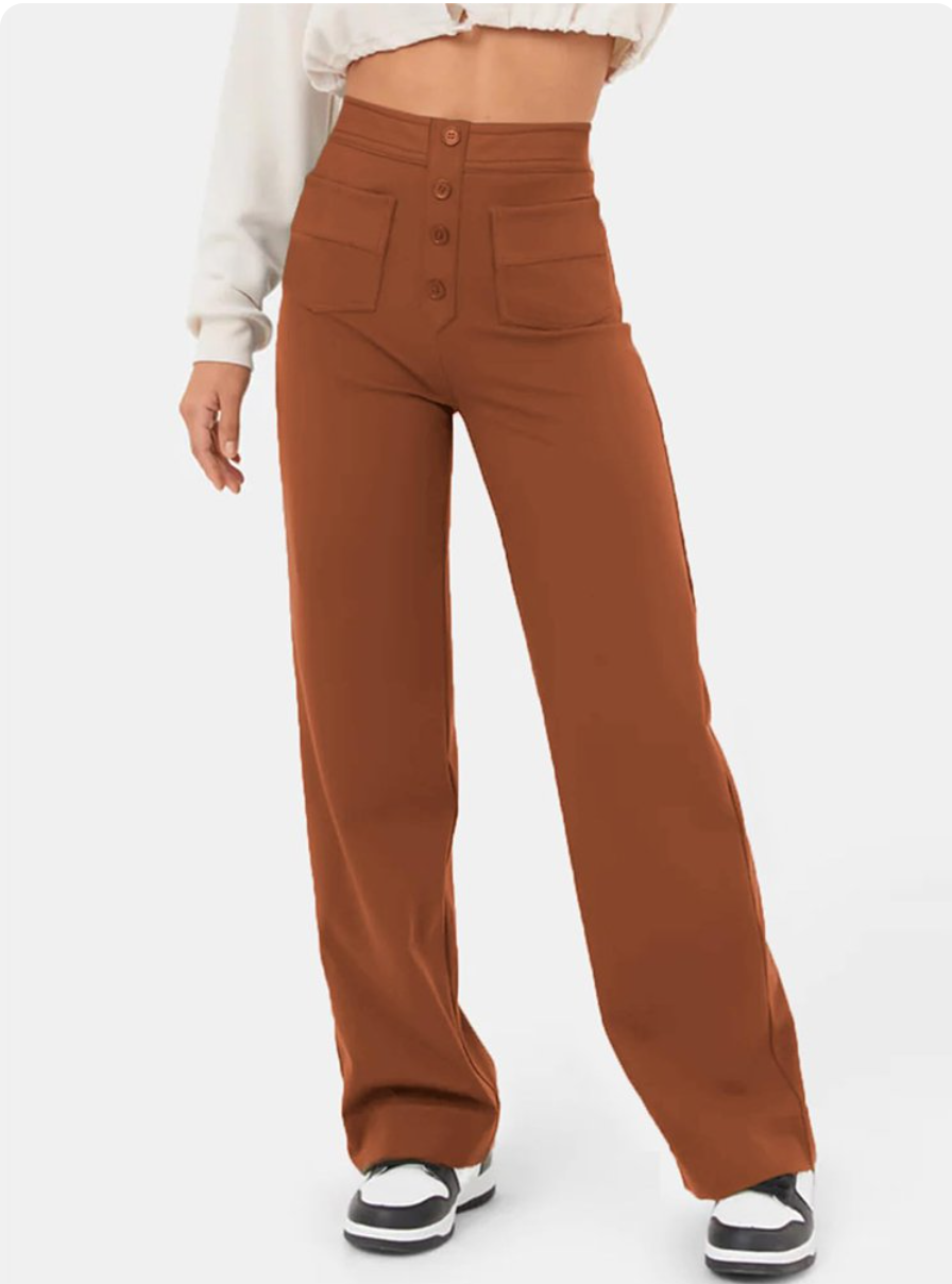Damen Stretchhose Mit Hohem Bund