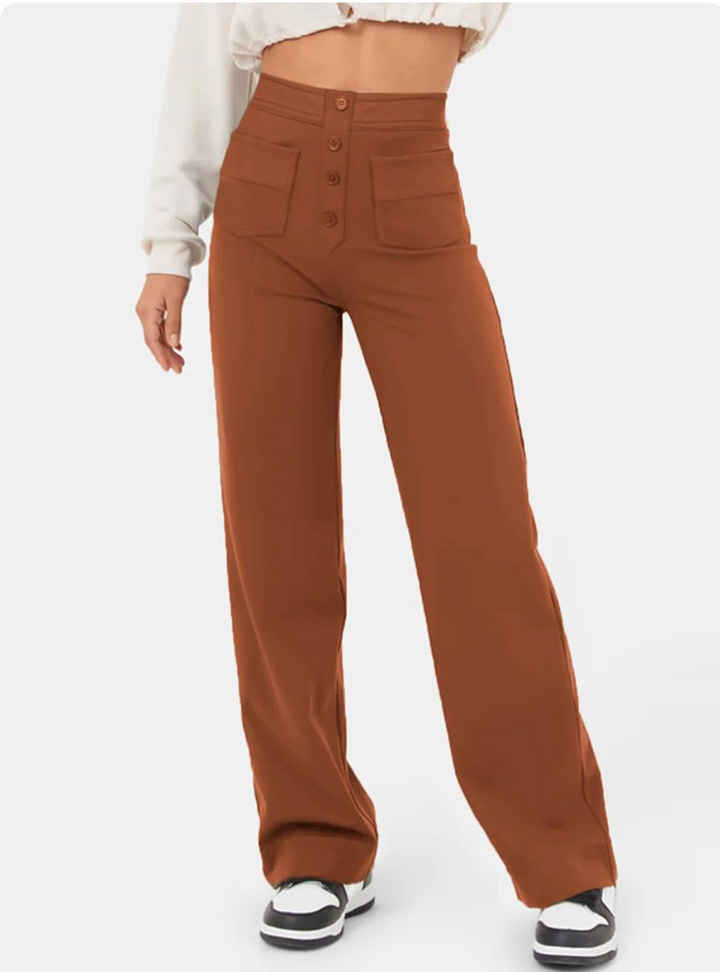 Damen Stretchhose Mit Hohem Bund