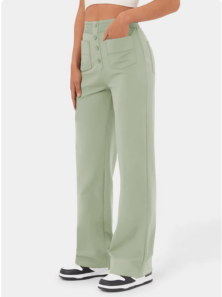 Damen Stretchhose Mit Hohem Bund