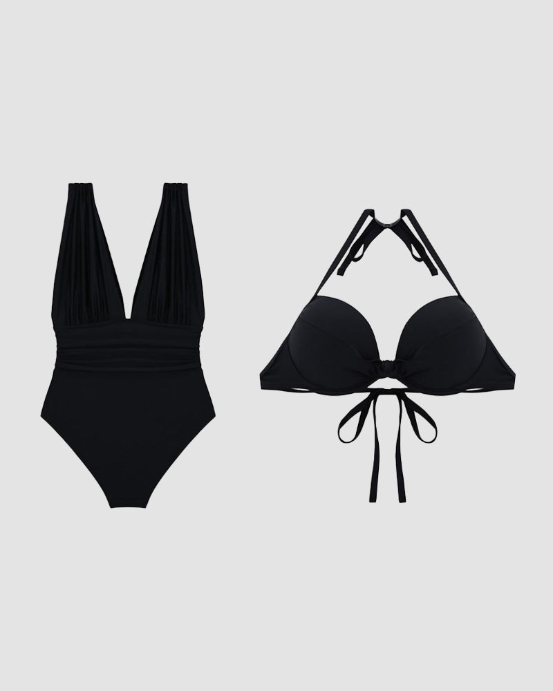 Damen Schwarzes Bikini Set