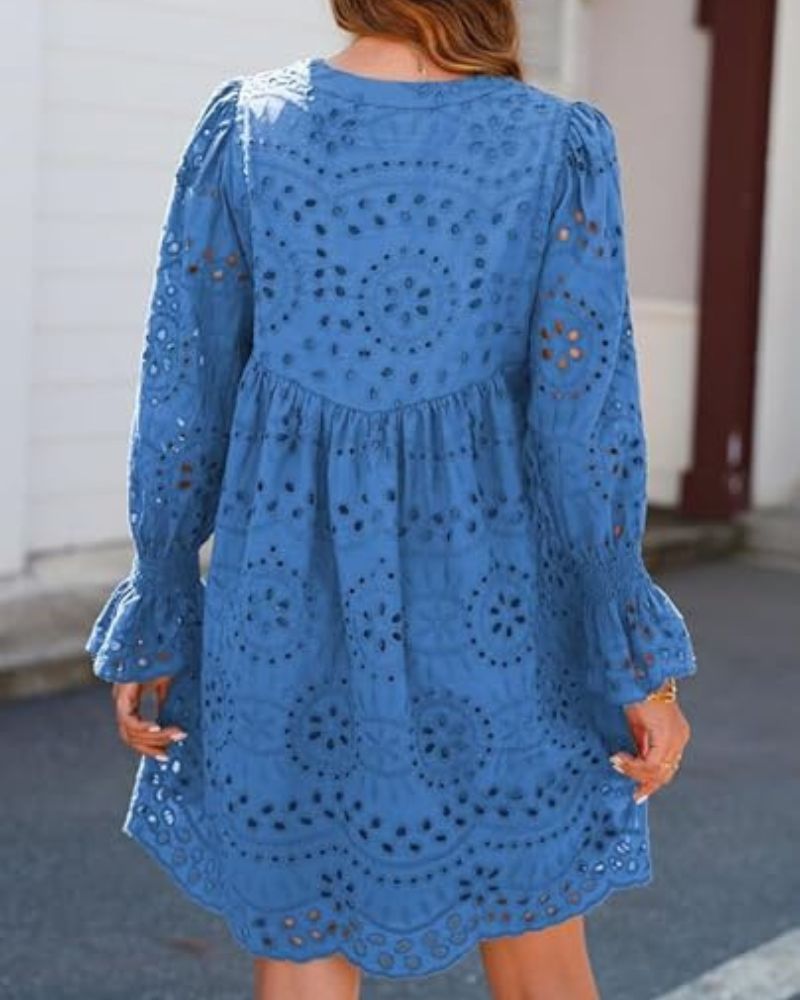 Damen Kleid Mit Spitze Und Schwung