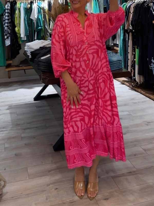 Damen Boho Maxikleid Mit V Ausschnitt