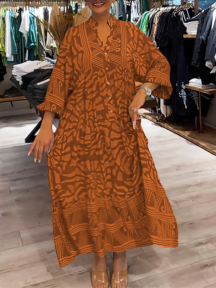 Damen Boho Maxikleid Mit V Ausschnitt