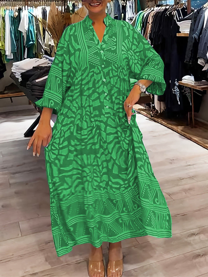 Damen Boho Maxikleid Mit V Ausschnitt