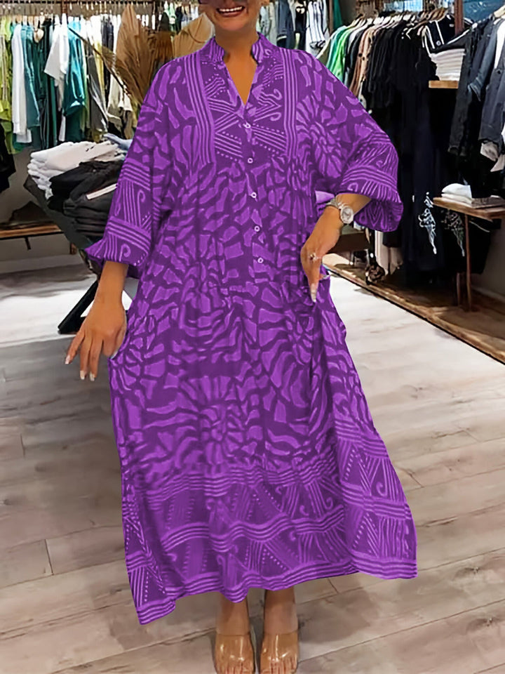 Damen Boho Maxikleid Mit V Ausschnitt