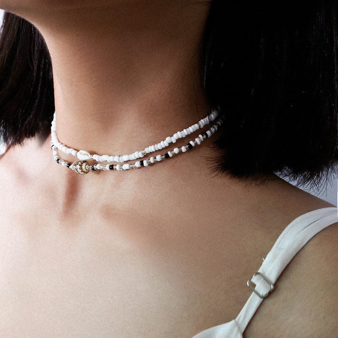 Damen Elegante Mehrschichtige Halskette Mit Perlen Und Muscheln – Boho Chic Statement Schmuck